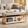 thumbnail image 1 of Giantex 2-Tier Coffee Table, Rectangular Accent Table w/Metal Frames, Low Cocktail Table, White, 1 of 9