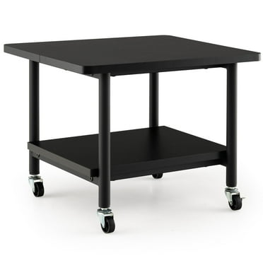 Giantex 2-Tier Printer Stand, Under Desk Rolling Printer Cart with 2 Storage Shelves, Mobile Machine Stand Storage Rack for Home Office