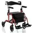 thumbnail image 1 of Giantex 2 in 1 Folding Rollator Walker, Portable Rolling Wheelchair w/Adjustable Height, Red, 1 of 6