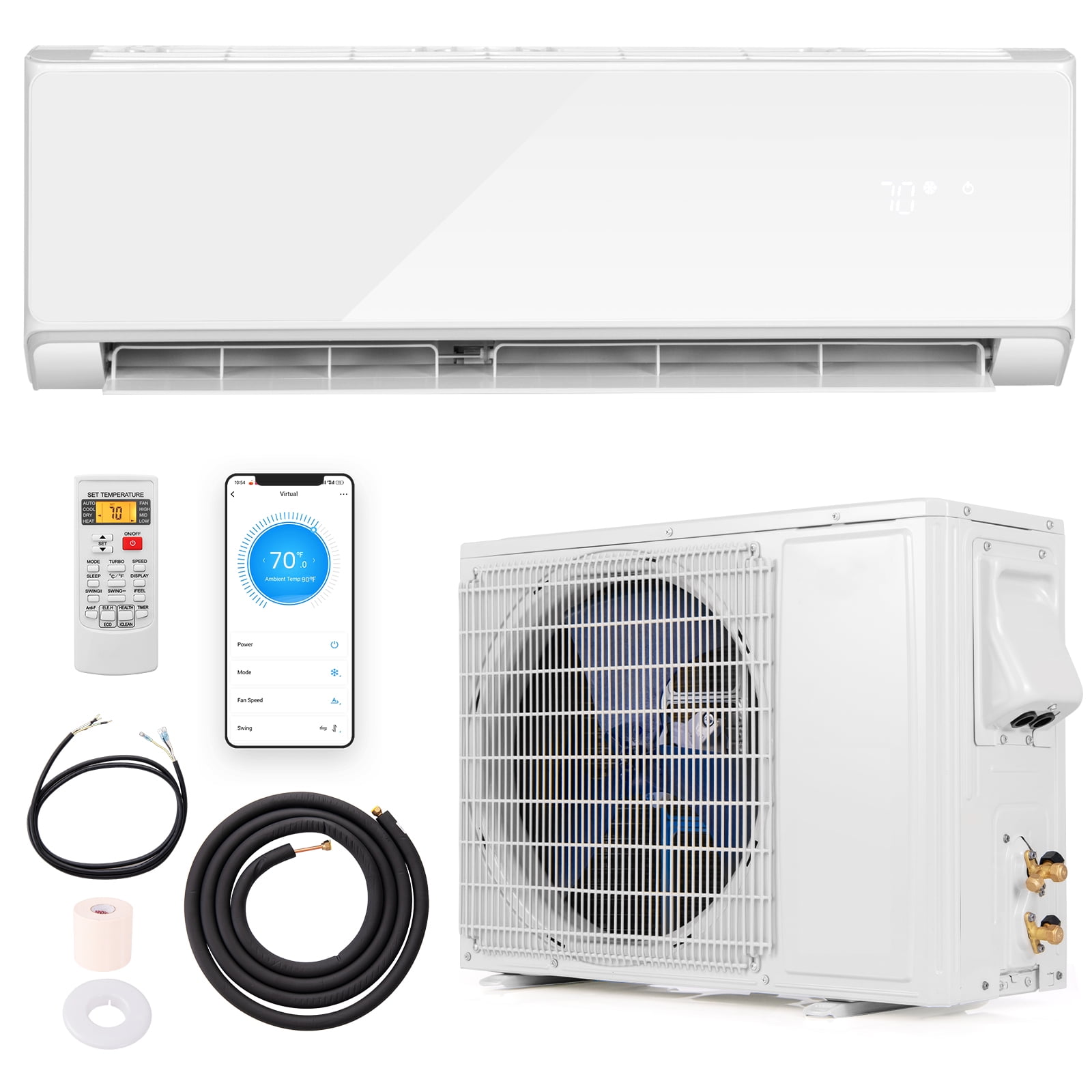 Giantex 2000 BTU Mini Split Air Conditioner & Heater, Wall Mounted ...