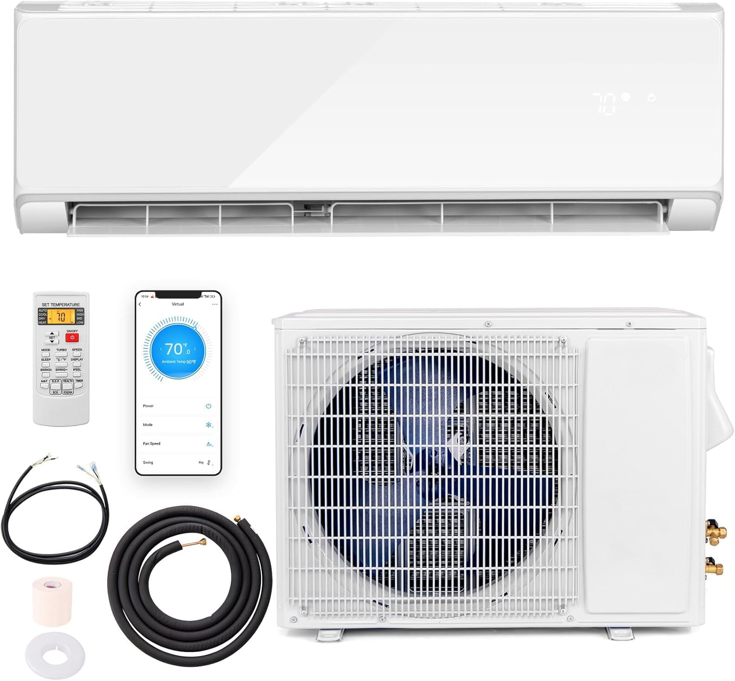Giantex 22000 BTU Mini Split Air Conditioner & Heater, Wall Mounted ...