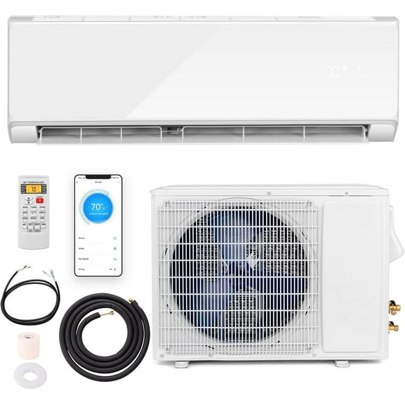 Giantex 22000 BTU Mini Split Air Conditioner & Heater, Wall Mounted Ductless AC Unit w/Charged Inverter Heat Pump System, White