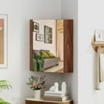 thumbnail image 1 of Giantex 23.5" Corner Medicine Cabinet with Mirror, Wall Mounted Bathroom Cabinet for Small Spaces, Brown, 1 of 9
