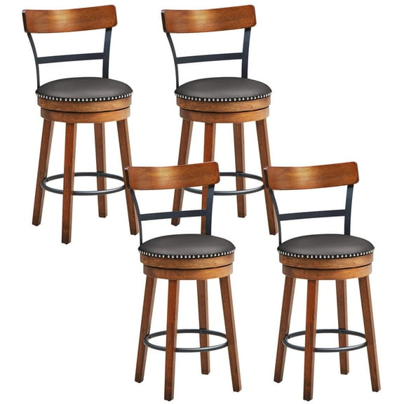 Giantex 25.5" Bar Stools, 360-Degree Swivel Stools wi Leather Padded Seat, Counter Height Stools for Pub, Restaurant, Kitchen (4)