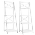 thumbnail image 1 of Giantex 2PCS Modern 4-Tier Ladder Shelf, Free Standing Wooden  Bookcase, Organizer Shelf for Living Room Kitchen Office, White, 1 of 6
