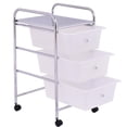 thumbnail image 1 of Giantex 3-Drawer Rolling Storage Cart, Metal Frame Scrapbook Paper Organizer Cart, Mobile File Utility Cart for School, Office, Home, Dorm, White, 1 of 8