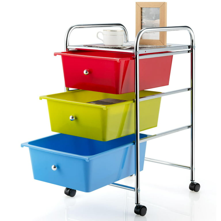 SimpleHouseware Utility Cart with 3 Drawers Rolling Storage Art Craft  Organizer on Wheels 