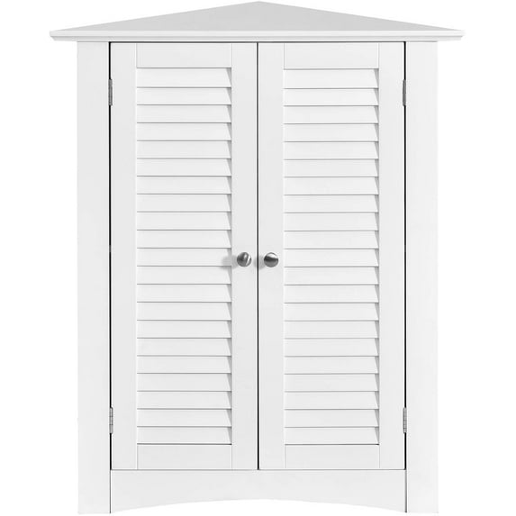 Giantex 3-Shelf Corner Cabinet, Freestanding Bathroom Floor Cabinet with Double Shutter Doors and Adjustable Shelf, Suitable for Bathroom, Living Room, Bedroom, Kitchen, 22 x 13 x 31.5 inches