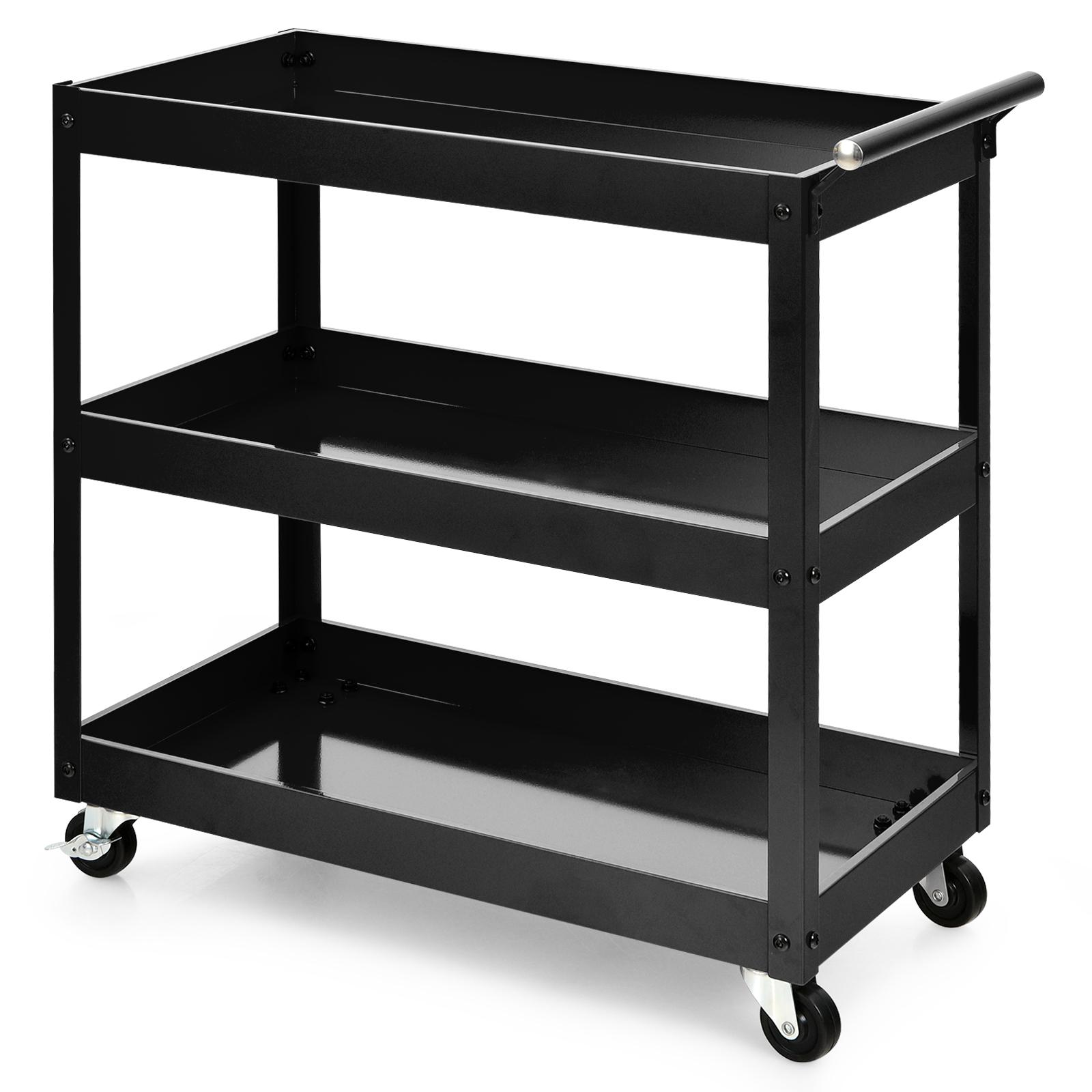 Giantex 3Shelf Tool Cart w/Lockable Wheels, Steel Utility Mobile