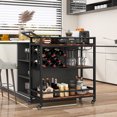 thumbnail image 1 of Giantex 3-Tier Bar Cart, Industrial Serving Cart w/Wine Racks & Glass Holders, Kitchen Rolling Cart, Rustic Brown, 1 of 8