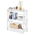 thumbnail image 1 of Giantex 3-Tier Bookcase & Bookshelf, Stable Open Storage Shelf w/Solid Wood Frames & X-Design for Home Office, White, 1 of 8