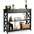 thumbnail image 1 of Giantex 3-Tier Console Table, Entryway Table w/2 Open Storage Shelves Drawer, Narrow Accent Table, Multifunctional Side Table, Black, 1 of 6