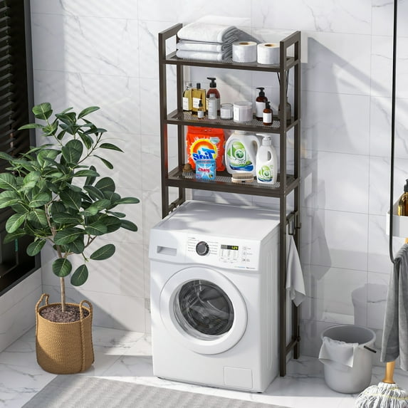 Giantex 3-Tier Metal Bathroom Organizer, Freestanding Over The Toilet Storage Rack w/Anti-Tippling Devices, Coffee