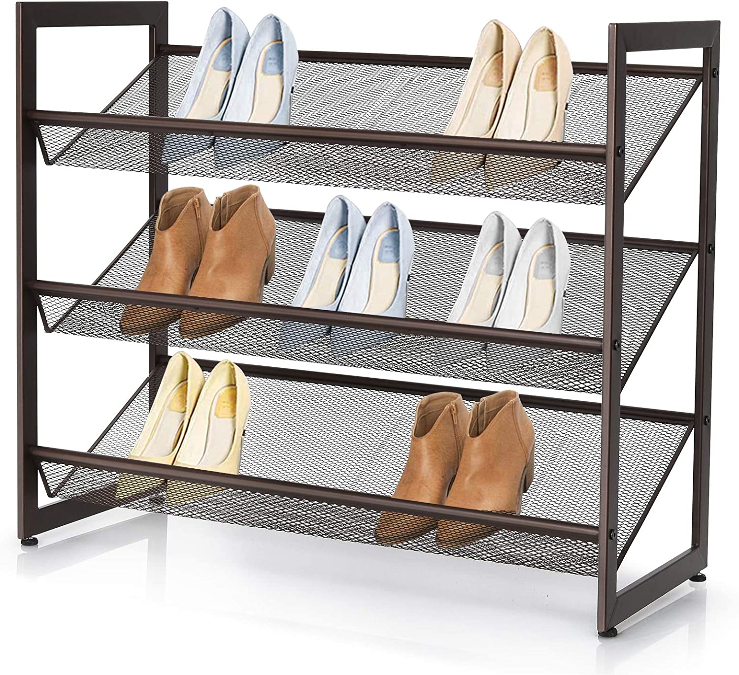 Giantex 3-Tier Metal Shoe Rack, Shoe Storage Organizer with Adjustable ...