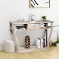 thumbnail image 1 of Giantex 3 Tiers Console Table with Drawer  47'' Wooden Accent Table with Open Storage Shelves, 1 of 8