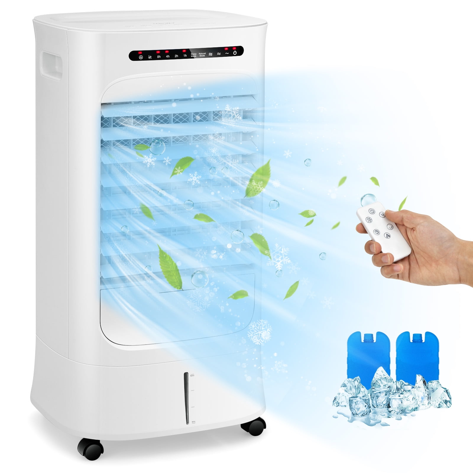 Giantex 3-in-1 Evaporative Air Cooler, Portable Oscillating Swamp Cooler w/ 3 Modes & 2 Ice Packs, Air Cooler for Room Home Office