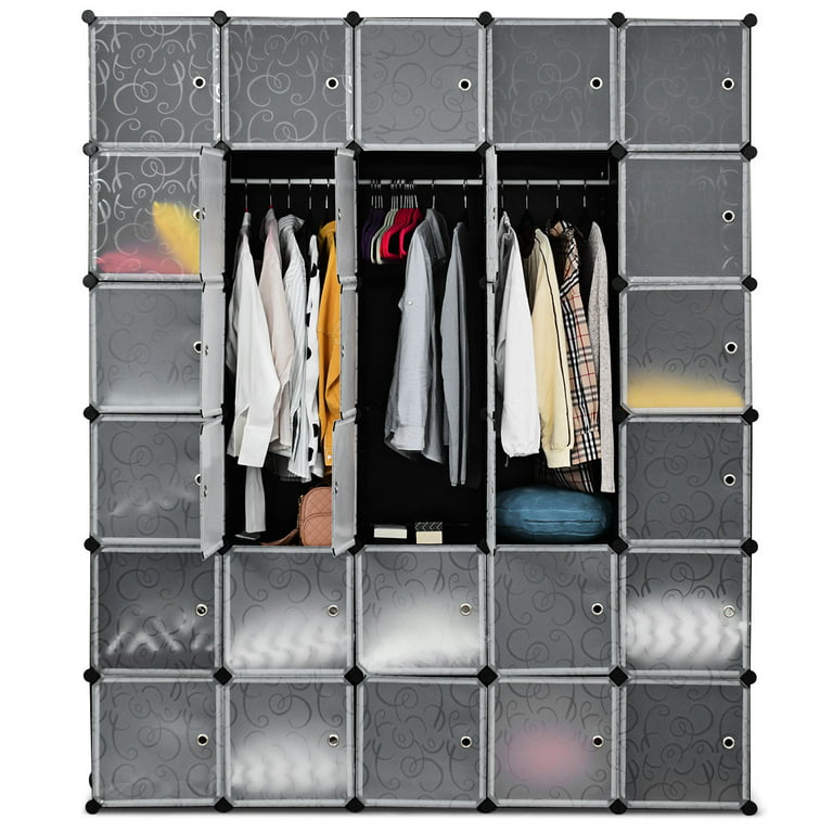 Giantex 30 Cube Storage Organizer, Cube Closet Storage Shelves, DIY Plastic  PP Closet Cabinet, Modular Bookcase, Large Storage Shelving with Doors for