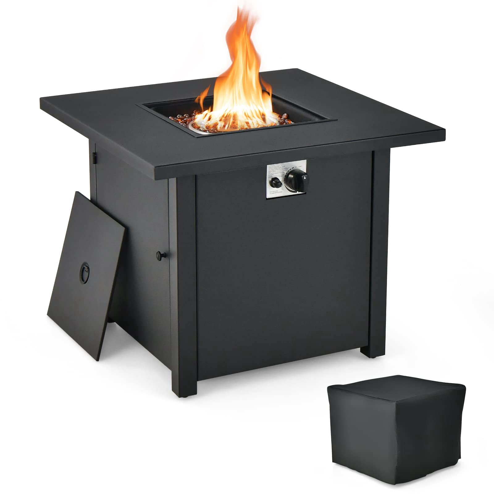 Giantex 32" Patio Propane Fire Table, 50,000 BTU Square Metal Fire ...