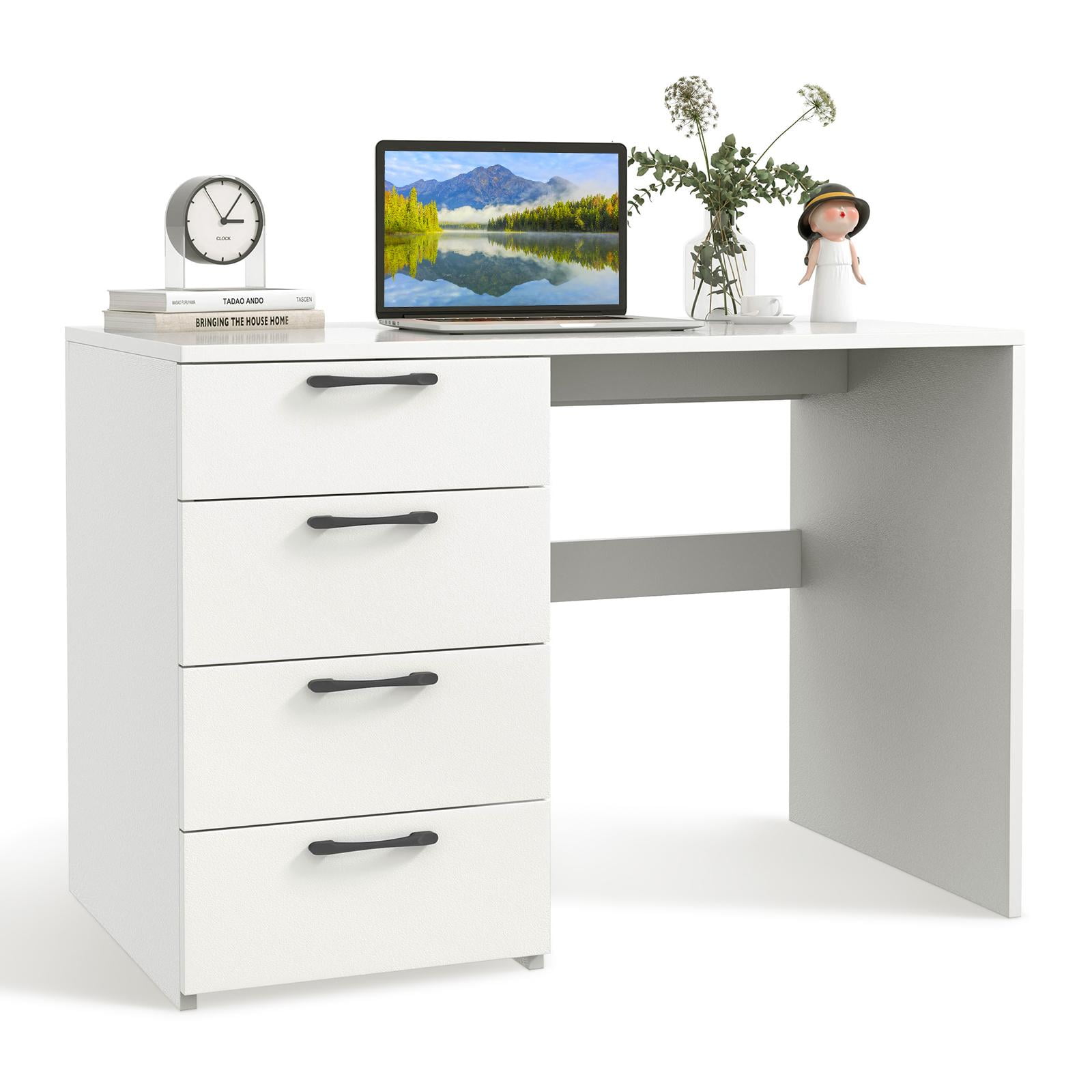 Giantex 4-Drawer Computer Desk, Modern Home Office Desk, Laptop Executive Desk, Makeup Vanity Table for Living Room & Bedroom