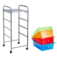 thumbnail image 1 of Giantex 4-Drawer Rolling Storage Cart, Utility Cart w/Lockable Casters & Metal Frame, Mobile Storage Organizer, Trolley Cart for Office School, Rainbow, 1 of 10