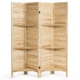 thumbnail image 1 of Giantex 4-Panels Wood Room Divider with Display Shelf Folding Privacy Room Dividers Screen for Home Office, 5.6FT, Brown, 1 of 8