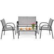 Giantex 4 Pieces Patio Conversation Set Outdoor Furniture Set with Coffee Table for Garden Lawn Backyard