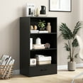 thumbnail image 1 of Giantex 4-Tier Bookcase w/Drawer, Freestanding Bookshelf, Modern Display Shelf, Floor Storage Organizer for Home, Office, Black, 1 of 8