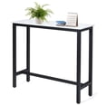 thumbnail image 1 of Giantex  47" Pub Dining Table, Bar Table w/Metal Frame & Faux Marble Top, Multifunctional Desk for Dining Room Living Room, White, 1 of 6