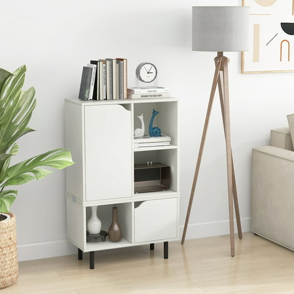 Giantex 5 Cube Stackable Bookcase, Combination Storage Organizer, Cabinet w/Adjustable Shelf