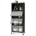 thumbnail image 1 of Giantex 5-Tier Kitchen Storage Cabinet, Mobile Microwave Stand, Bread Rack Coffee Stand, Bakers Rack w/Flip Door Cabinets, Black, 1 of 7
