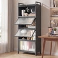 thumbnail image 1 of Giantex 5-Tier Kitchen Storage Cabinet, Mobile Microwave Stand, Bread Rack Coffee Stand, Bakers Rack w/Flip Door Cabinets, Grey, 1 of 9