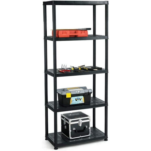Giantex 5-Tier Storage Shelving Freestanding Heavy Duty Rack,Black