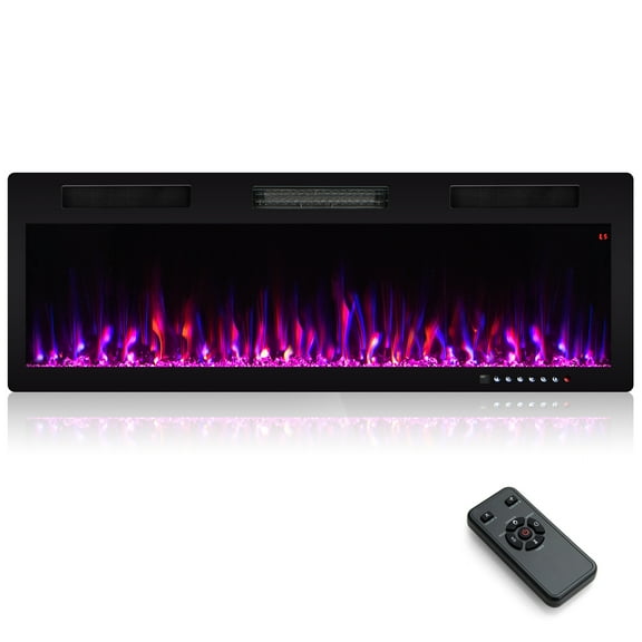 Giantex 50" Recessed and Wall Mounted Electric Fireplace, Fireplace Heater w/Adjustable Flame Color