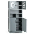 thumbnail image 1 of Giantex 57" Tall Bathroom Cabinet, Freestanding Storage Cabinet w/crylic Doors & Adjustable Shelves, Gray, 1 of 9