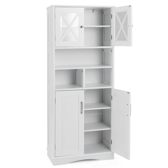 Giantex 57" Tall Bathroom Cabinet, Freestanding Storage Cabinet w/crylic Doors & Adjustable Shelves, White