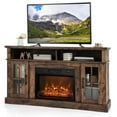 thumbnail image 1 of Giantex 58 inch TV Stand w/Electric Fireplace, TV Entertainment Center w/Fireplace Insert, Brown, 1 of 8
