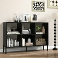 thumbnail image 1 of Giantex 6 Cube Storage Organizer Bookshelf, Wood Open Bookcase w/Metal Legs, Adjustable Display Shelf, Black, 1 of 9