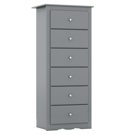 Giantex 6 Dresser Chest, Free Standing Wooden Storage Cabinet, Tall Dresser Clothes Organizer, Grey