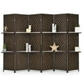 thumbnail image 1 of Giantex 6 Panels Room dividers, 6Ft Hand-Woven Fiber Freestanding Wall Divider, Portable Wooden Partition Separators, Brown, 1 of 6