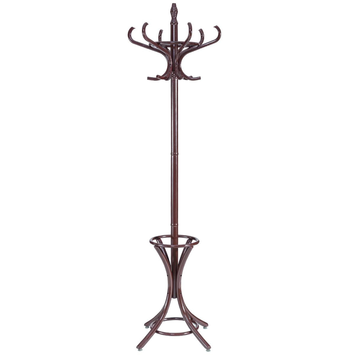 Giantex Free Standing Wooden Coat Rack Jacket Hanger with 12 Hooks Umbrella Stand Entryway Storage Black Walmart