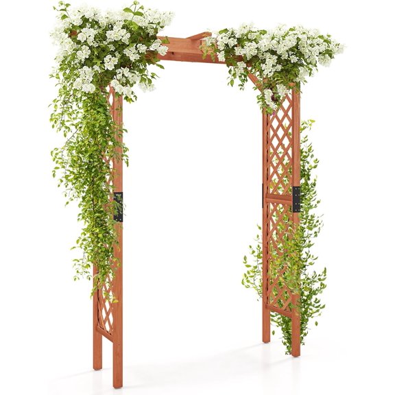 Giantex 7FT Wood Garden Arbor Trellis, Wedding Arch for Outdoor Patio Birthday Bridal Party Prom Decoration, Garden Trellis Pergola Arbor for Climbing Plant Rose Vines