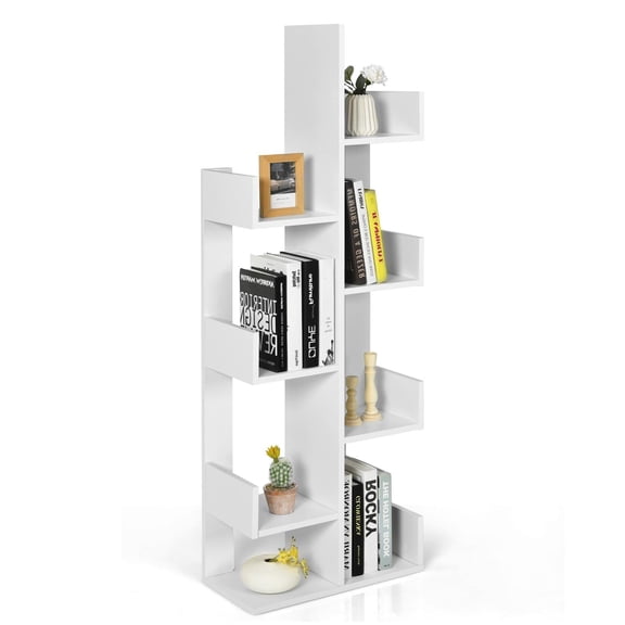 Giantex 8-Tier Bookshelf, Display Shelf & Multipurpose Storage Shelf, Space-Saving Bookcase, Storage Holder Rack for Home/Office, White