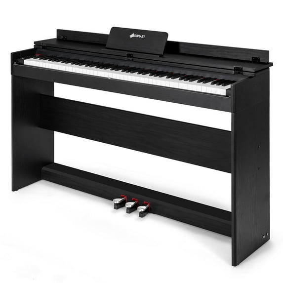 Giantex 88 Key Full-size Digital Piano, Electric Keyboard, Semi-weighted Upright Piano w/Dual Headphone Jacks, Triple Pedals, MIDI/USB/MP3 Function, for Kids & Adults, Black