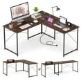 thumbnail image 1 of Giantex 95 Inch Reversible Corner Desk, L-Shaped Computer Desk w/Monitor Stand & 3 Cable Holes, 2-Person Long Study Writing Desk for ome Office, Rustic Brown, 1 of 9