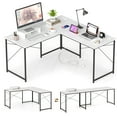 thumbnail image 1 of Giantex 95 Inch Reversible Corner Desk, L-Shaped Computer Desk w/Monitor Stand & 3 Cable Holes, 2-Person Long Study Writing Desk for ome Office, White, 1 of 9