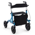 thumbnail image 1 of Giantex All-Terrain Rollator Walker w/ Pneumatic Tires, Foldable Outdoor Walkers, Lightweight Walker for Seniors, Blue, 1 of 6