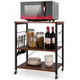 thumbnail image 1 of Giantex Bakers Rack 3-Layer Microwave Stand, Kitchen Rolling Cart with 4 Universal Wheels and 10 Removable Hooks, Coffee Cart Shelf Organizer for Kitchen, Living Room, Entryway, Vintage, 1 of 8