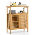 thumbnail image 1 of Giantex Bamboo Bathroom Cabinet, Storage Organizer w/Double Louvered Doors, Freestanding Floor Cabinet for Entryway, Kitchen, 1 of 9
