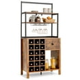 thumbnail image 1 of Giantex Bar Cabinet, Wine Storage Cabinet w/Detachable Glass Holder & Wine Racks, Kitchen Bakers Rack, Brown, 1 of 6