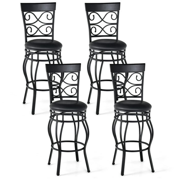 Giantex Bar Stools Set of 4, Retro Style Bar Height 360 Degree Swivel Barstool with Leather Padded Seat, Comfortable Metal Chair for Home, Restaurant, Pub or Bistro, 21.5 x 21.5 x 45.5 inches